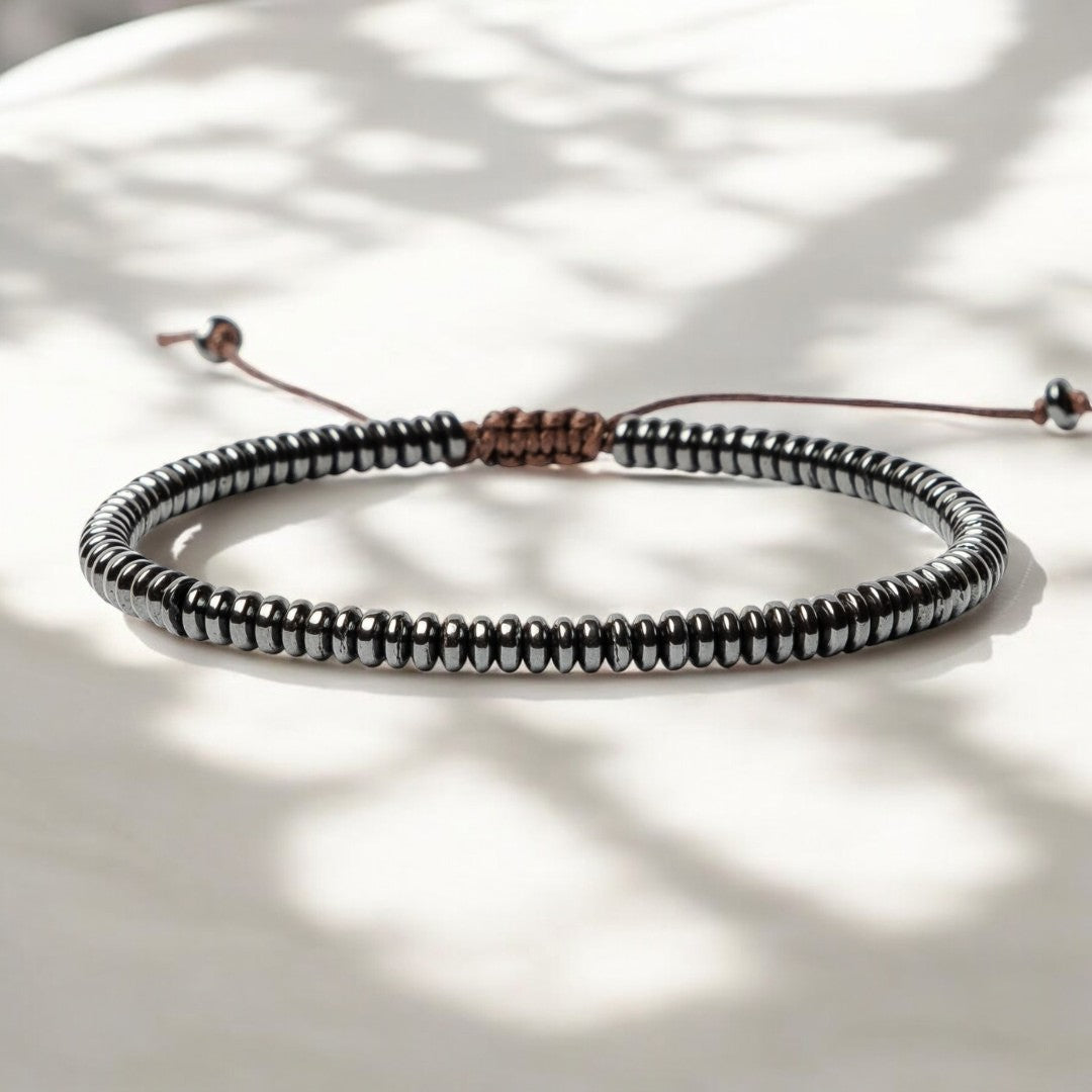 Heren hematietsteenarmband