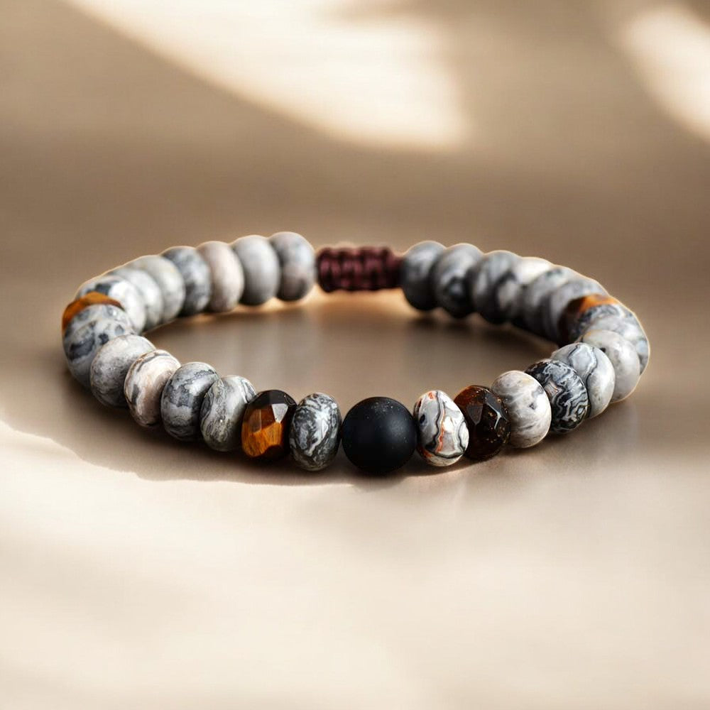 Bracelet pour homme en jaspe et œil de tigre