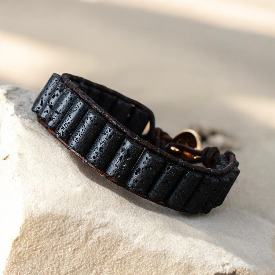 Herren Lava Stein Armband