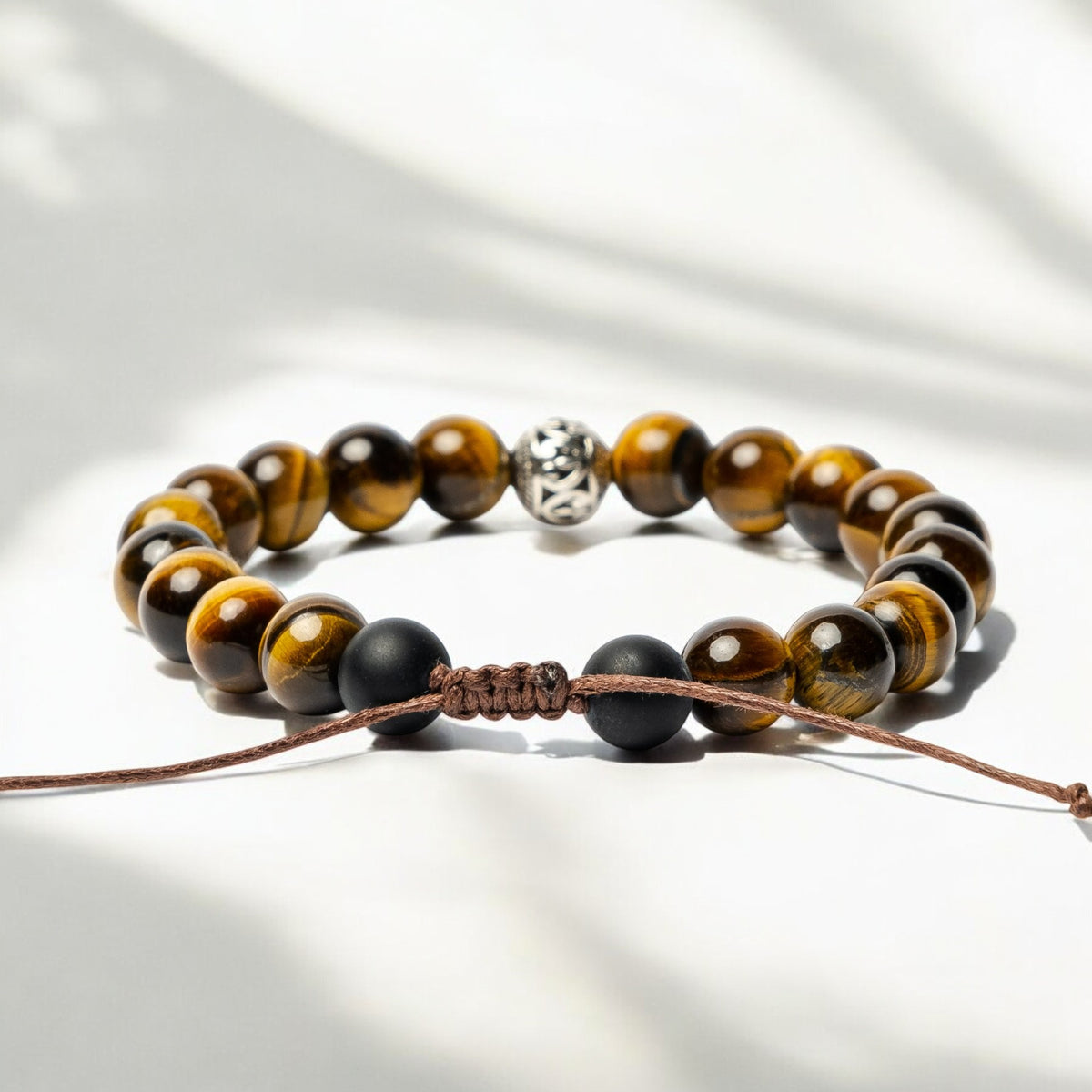 Bracelet tibétain pour homme en œil de tigre