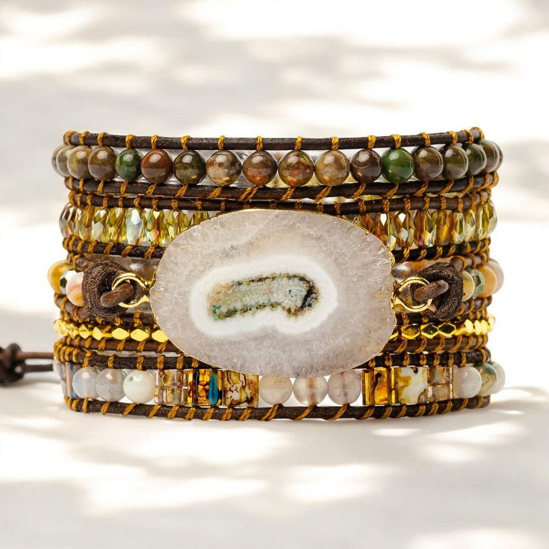 Bracelet enveloppant en agate de déesse du clair de lune