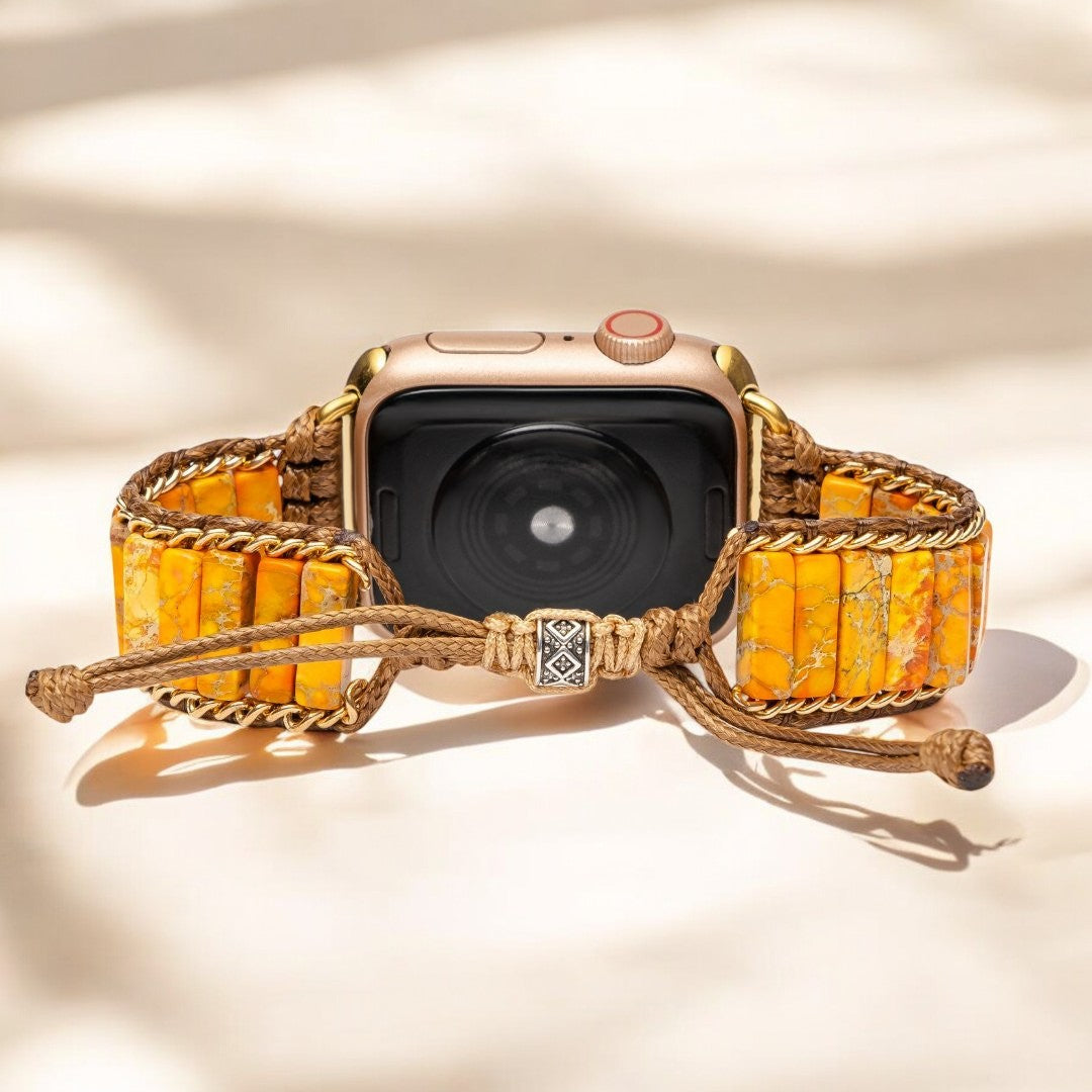 Pfirsichfarbener Imperial-Jaspis Apple Watch Armband