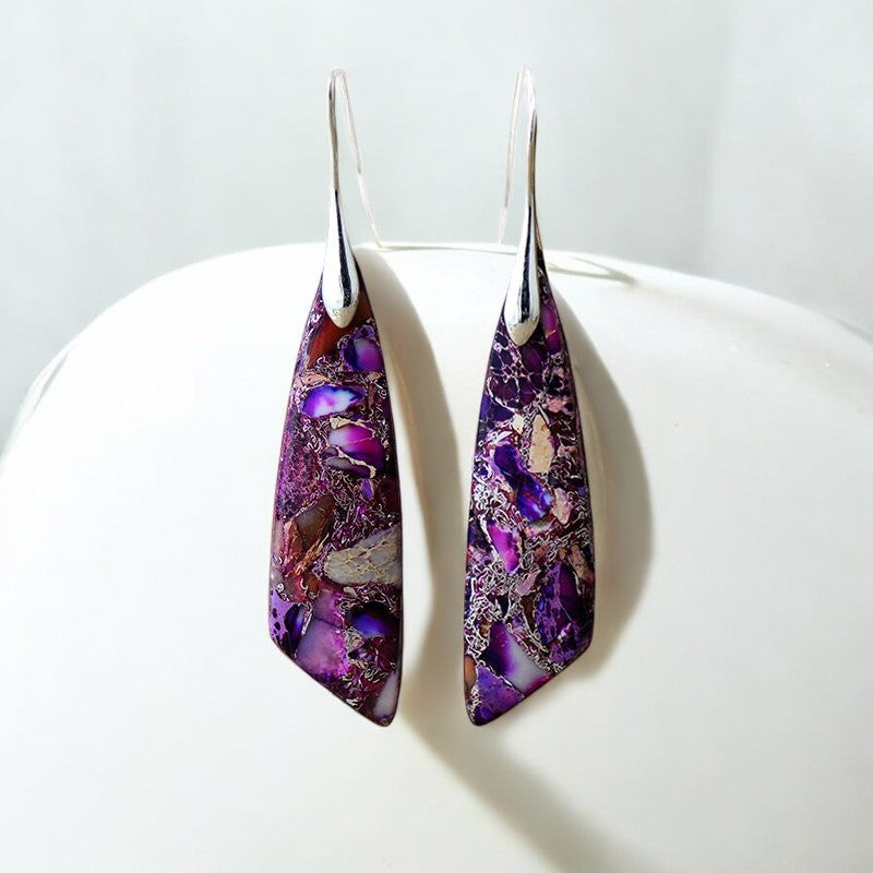 Boucles d'oreilles crochet jaspe violet