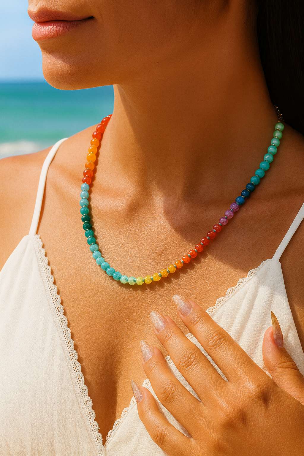 Regenboog Glans Steen Ketting