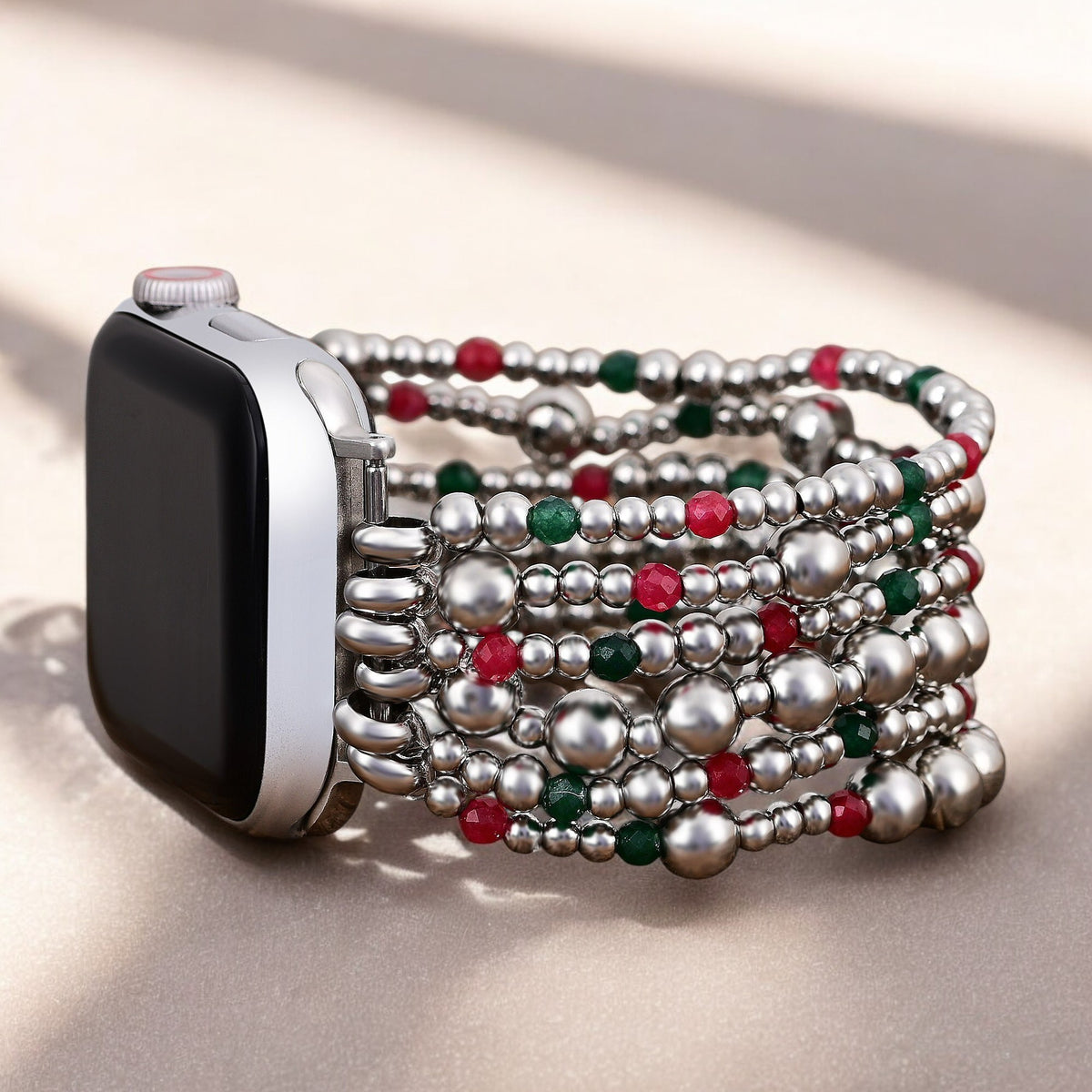 Bracelet extensible magique argenté de Noël pour Apple Watch