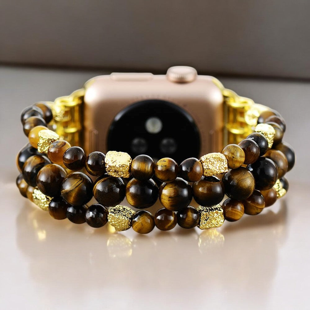 Tijgeroog glans stretch Apple Watch -bandje