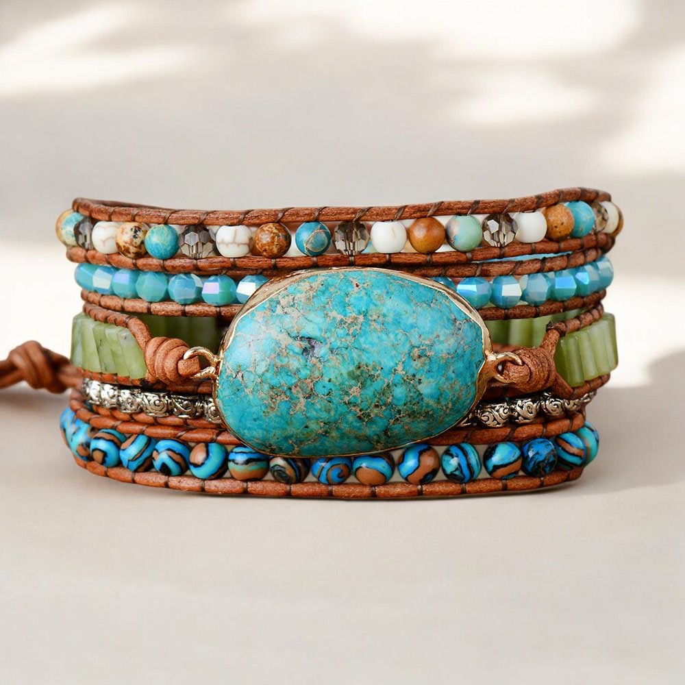 Gewickeltes Armband aus Twisted Ocean Jasper