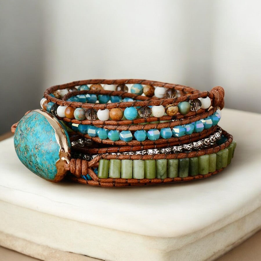 Gewickeltes Armband aus Twisted Ocean Jasper