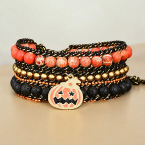 Bracelet Enveloppant Patch Citrouille Maléfique