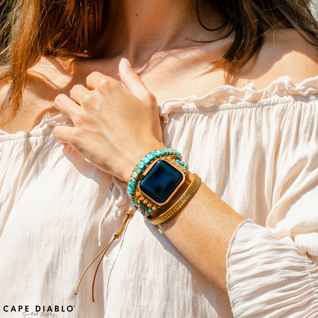 Turquoise Calming Energy Apple Watch Strap - Cape Diablo